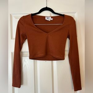 Princess Polly Burnt Orange Long Sleeve Crop